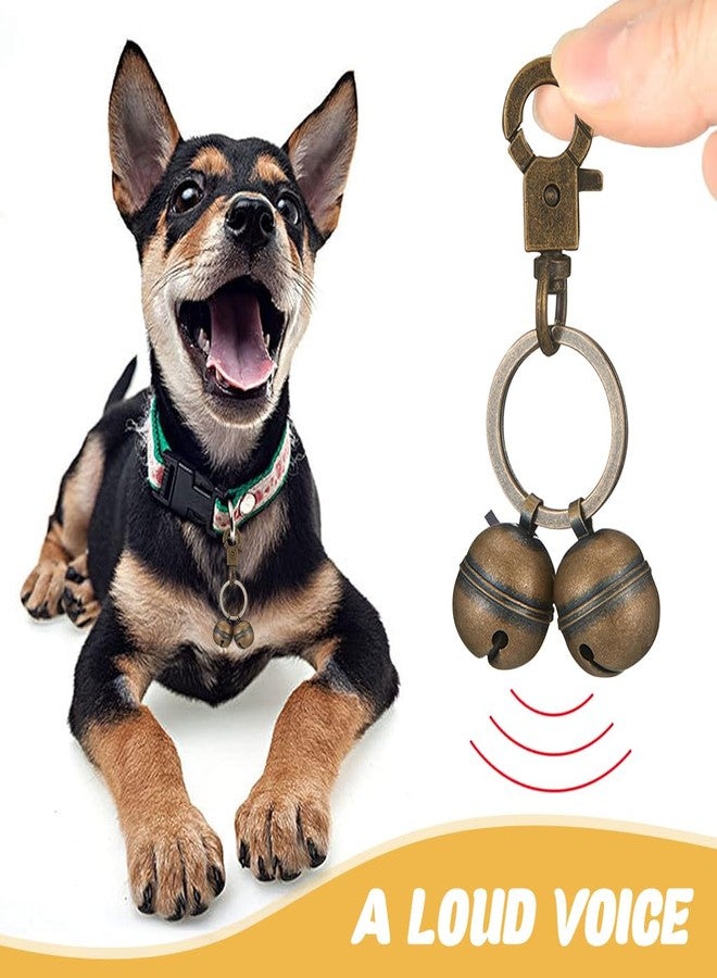 Qpets طوق كلب قابل للتعديل من كيو بيتس® مع جرس أمان، هدية عيد ميلاد أنيقة للحيوانات الأليفة، إكسسوار معدني نحاسي عتيق للحيوانات الأليفة مع مشبك سريع الفتح وسلسلة مفاتيح مضادة للضياع للكلاب - Image 3